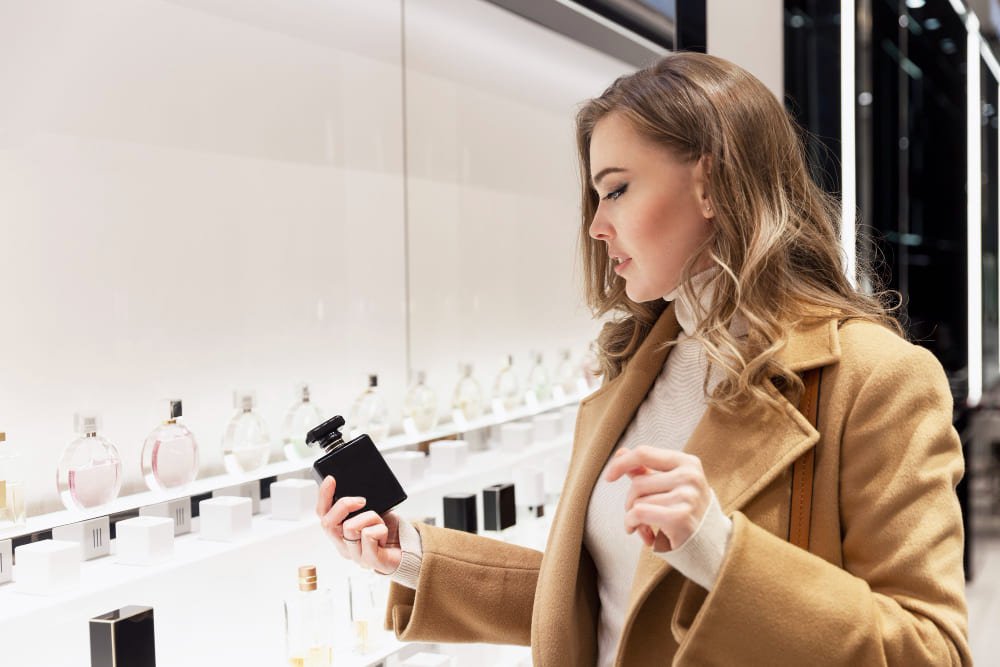 Femme achetant un parfum Zara dans un magasin